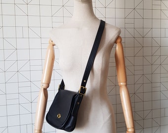 Vintage Coach Trail Bag 9965, Black Leather Crossbody Handbag