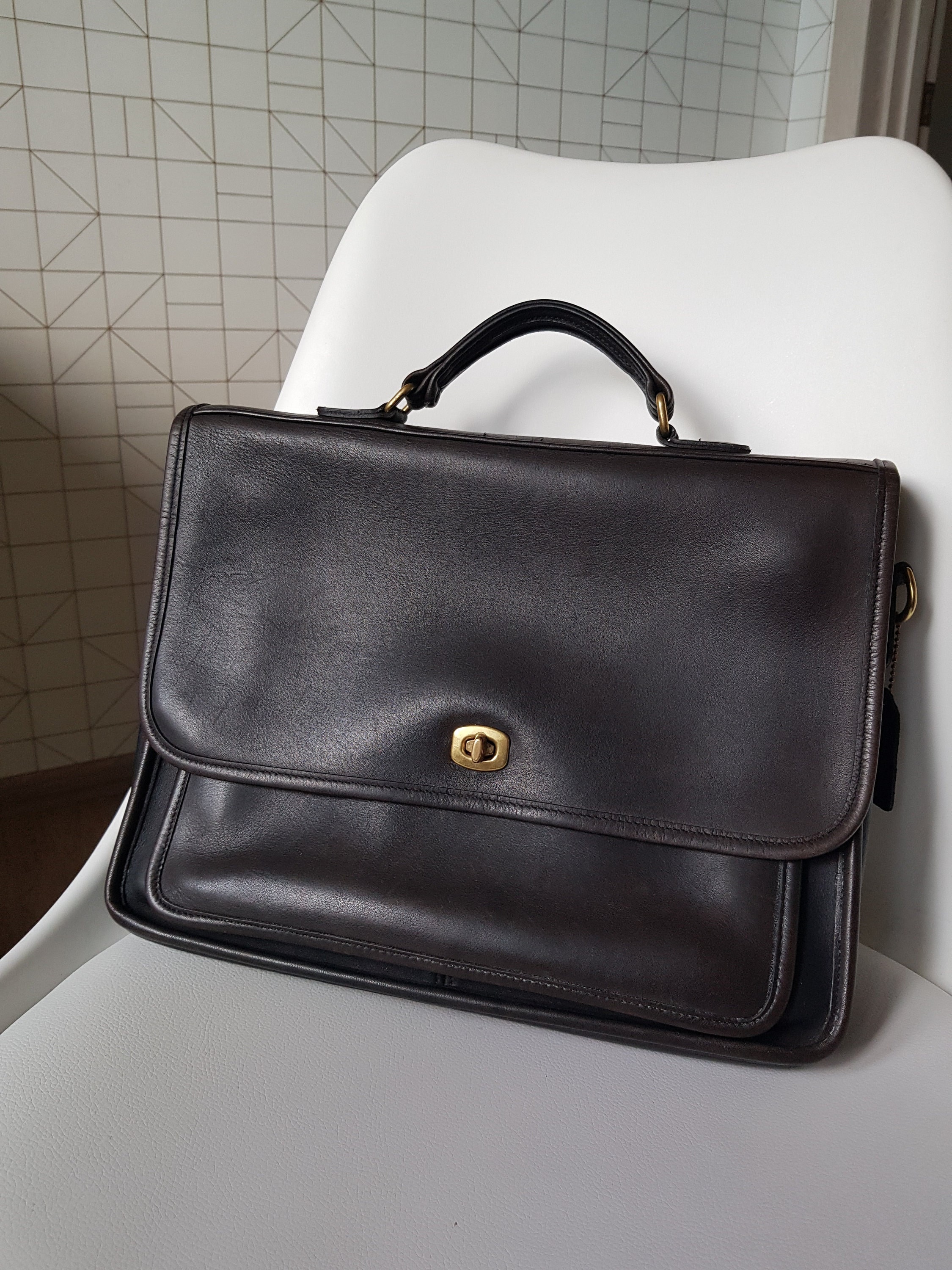 leather coach laptop bag