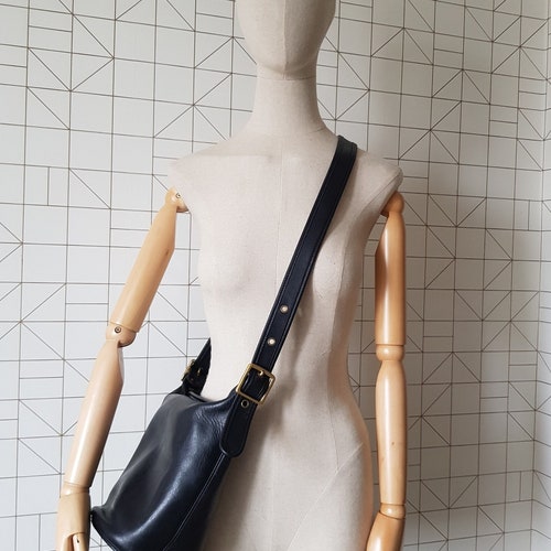 Vintage Coach Leather Bucket Bag, Black Crossbody, XL - Etsy