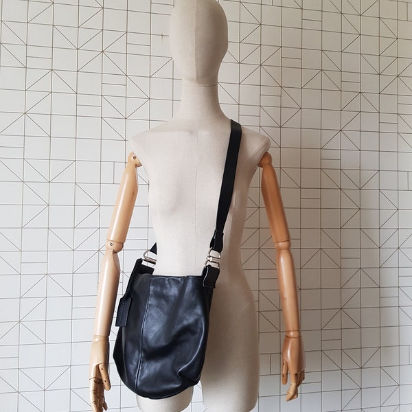 COCCINELLE zwart lederen hobo tas, COCCINELLE originele schoudertas, authentieke grote hobo tas, leren tas, cadeau voor vrouwen, cadeau voor haar,