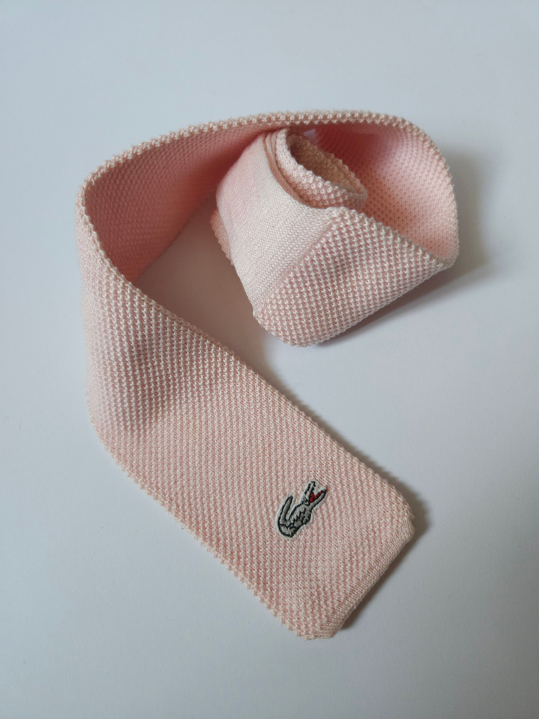 Corbata vintage de algodón Lacoste, corbata vintage rosa para