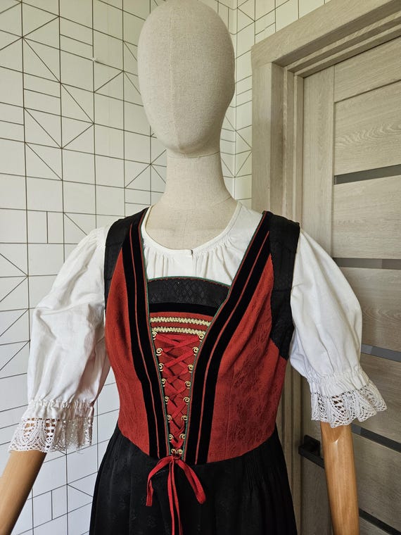 Vintage Alphorn Dirndl Dress, Black Red Bavarian Folk Dress, Set of 2 -  Etsy Israel