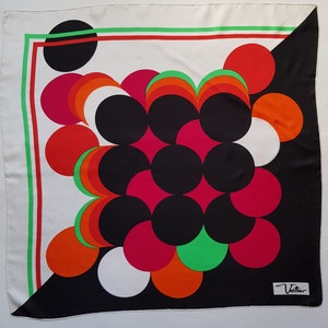 Vetter Schweiz Schal,Vintage Seidenschal,Seidenschal mit geometrischem Muster,Schal aus der Schweiz