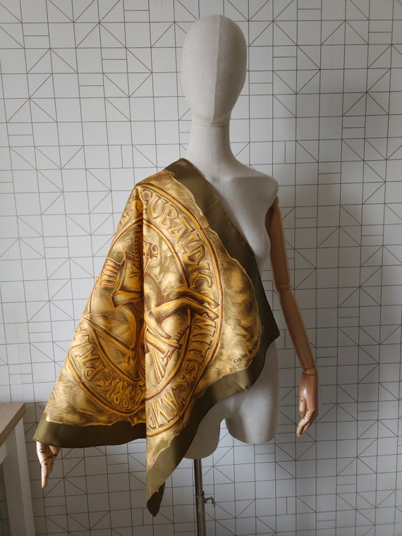 Vintage Taittinger Silk Scarf, Comtes de Champagne Equestrian Design