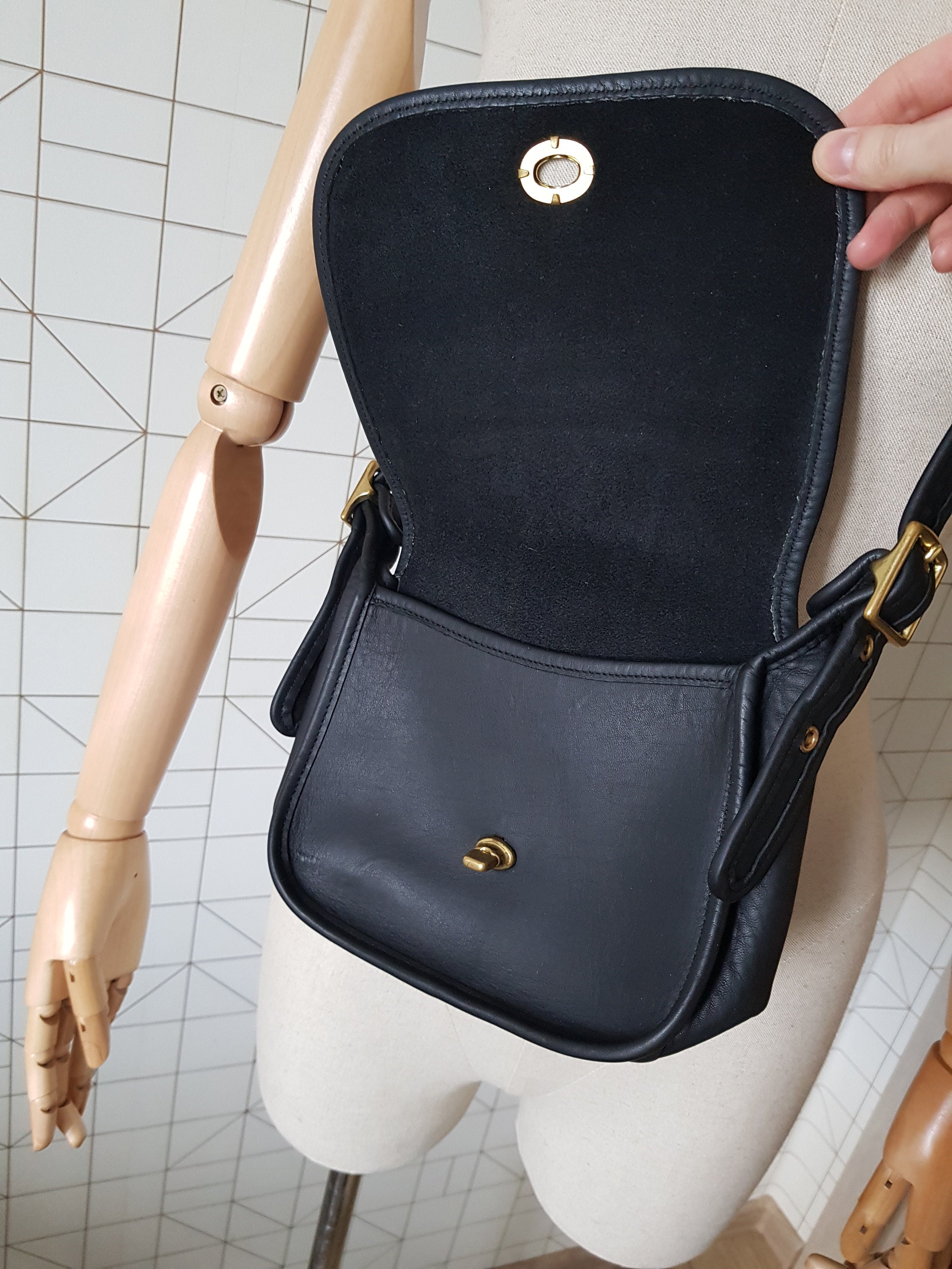 Vintage Coach Trail Bag 9965, Black Leather Crossbody Handbag - Etsy