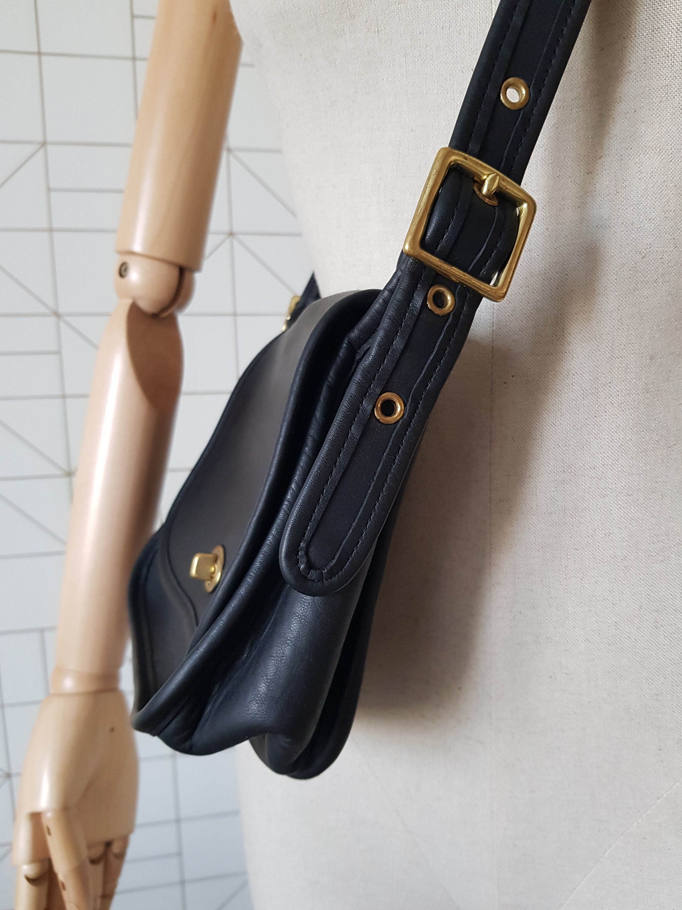 Vintage Coach Trail Bag 9965, Black Leather Crossbody Handbag - Etsy