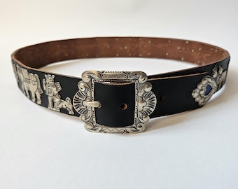 Traditionele Appenzeller-riem, zeldzame handgemaakte Zwitserse volkskunstriem, koedetail, 105 cm
