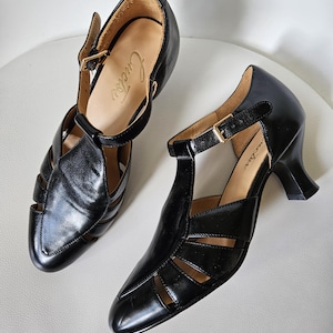 Vintage Leather Strappy Sandals, Cuctos Vanessa Sandals, Black Leather Women&#39;s Sandals, Retro Heels, Comfortable Heeled Sandals 6.5M, Gift
