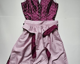 Vintage Spieth & Wensky-dirndl-jurk, bordeauxrood Beiers klederdracht Oktoberfest, maat 32