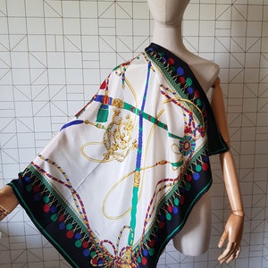 Vintage zijden Loredano-sjaal, sjaal met designerprint