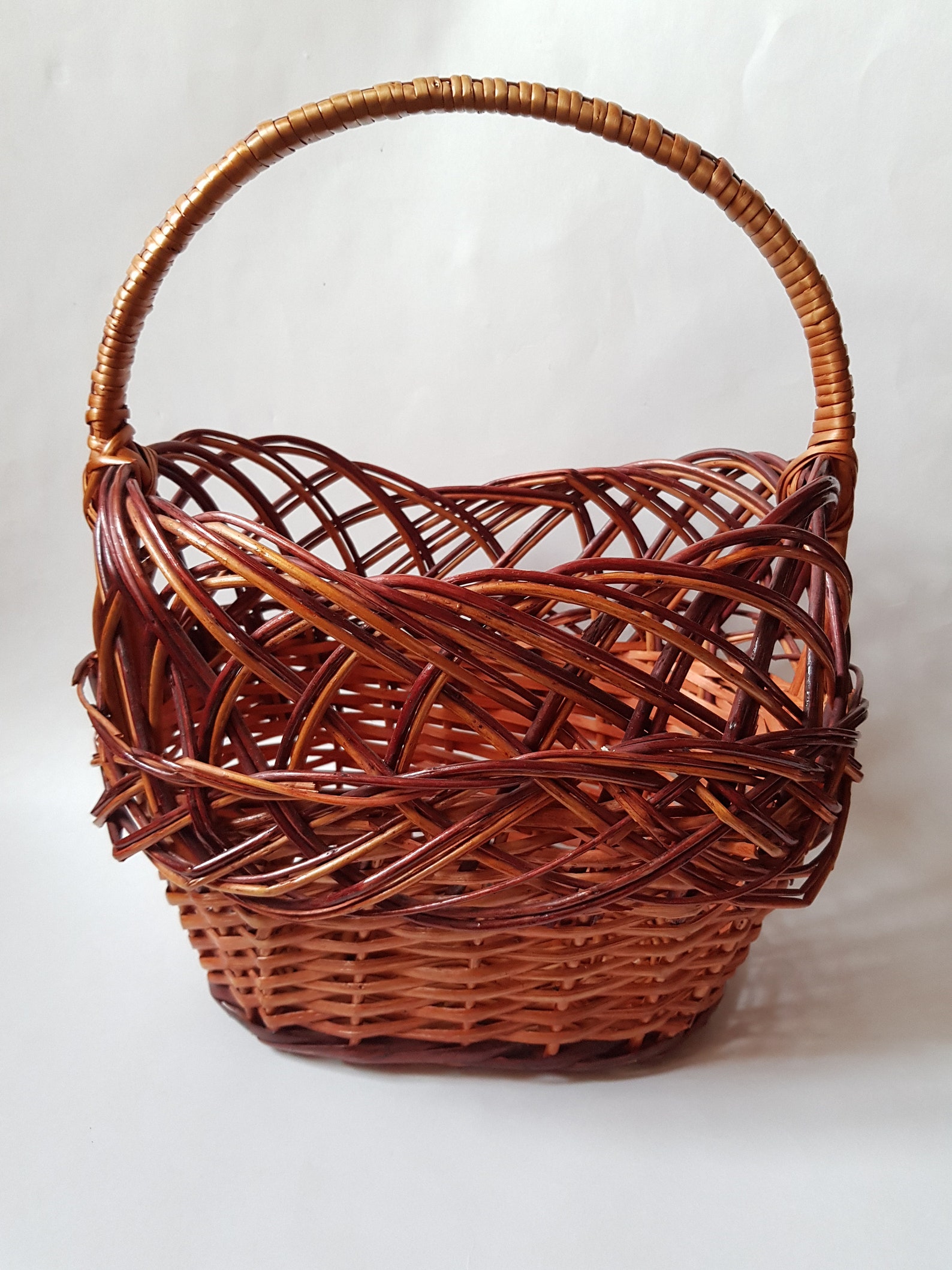 Wicker basket bag outdoor planter garden planters garden Etsy