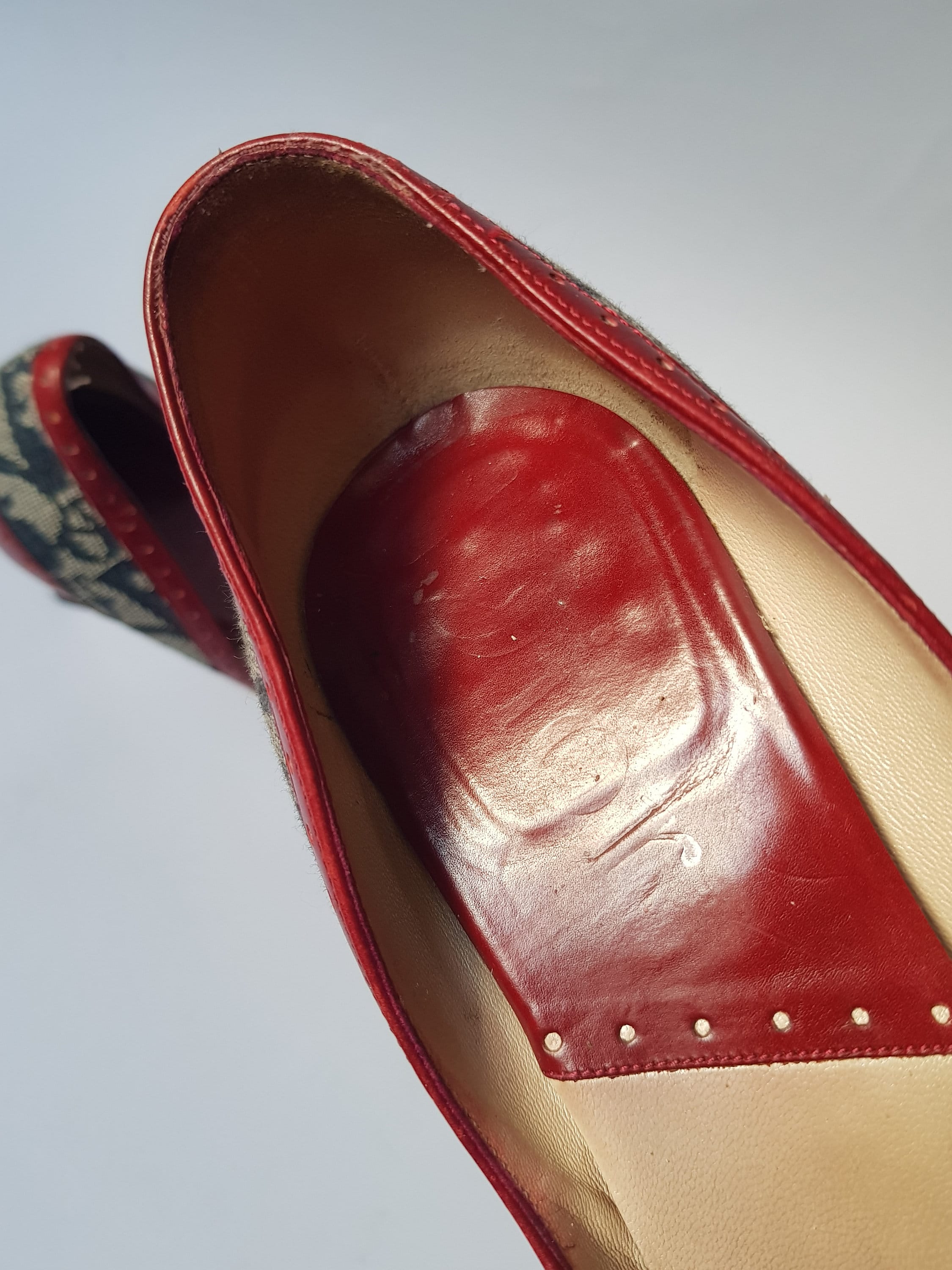 Christian Dior Monogram Pointed Toe Pumps With Red Trim Size Christian Dior Monogram Pointed Toe Pumps With Red Trim Size