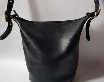Vintage Coach Leather Bucket Bag, Black Crossbody, XL - Etsy