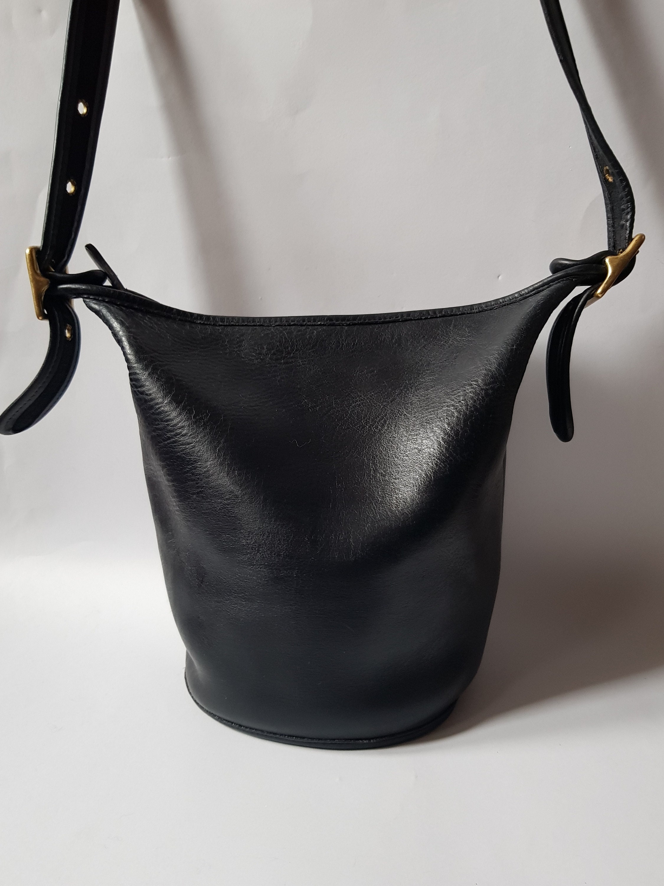 Vintage Coach Leather Bucket Bag, Black Crossbody, XL - Etsy