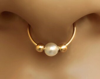 Septum Jewelry,Tiny pearl Septum Ring,gold septum jewelry,22g septum ring,septum rings,septum piercing ring,septum hoop,septum jewelry