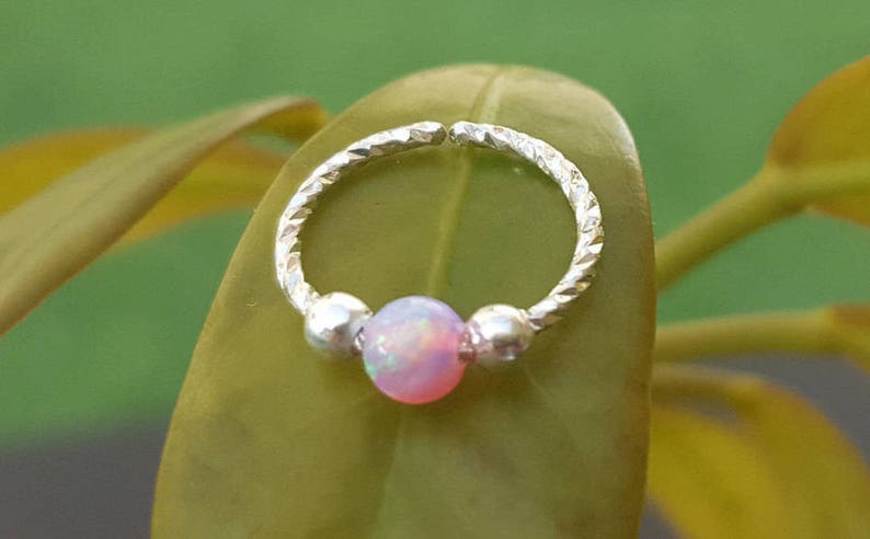 Cartilage Earring,Tiny Opal Earring,Silver cartilage earring,cartilage piercing,hoop earring