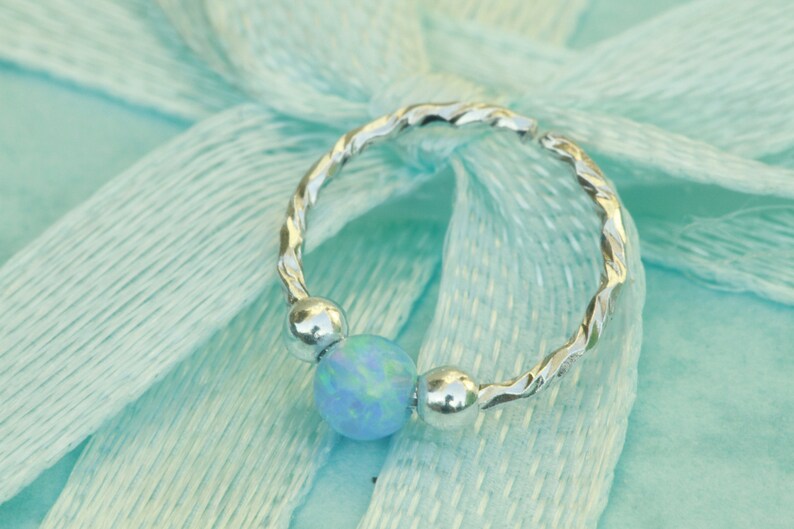 Cartilage Earring,Tiny Opal Earring,Silver cartilage earring,cartilage piercing,hoop earring