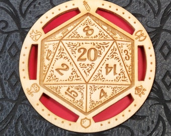 Dado de 20 caras, diario de Dungeons and Dragons