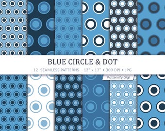 Blue Polka Dot Digital Paper – Seamless 12x12" Scrapbook Backgrounds