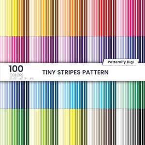 100 Rainbow Stripes Digital Papers, Stripes Seamless Background, 12x12&quot; Colored Pattern, Digital Paper Pack for Crafts Small Commercial Use