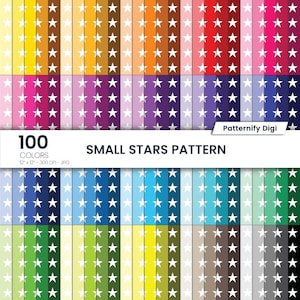 100 Tiny Stars Seamless Pattern, Colorful Digital Paper Pack, Star Pattern Background, Printable Paper for Invitations, Small Commercial Use