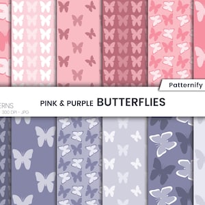Pastel Butterfly Digital Paper, Pink and Aqua Backgrounds, Seamless Butterfly Patterns, Spring Scrapbook Paper, Instant Download