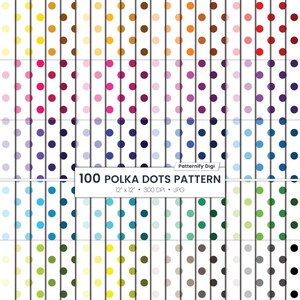 Papel digital con 100 estampados de lunares, descarga instantánea sin costuras, papel para agenda con lunares, uso comercial pequeño