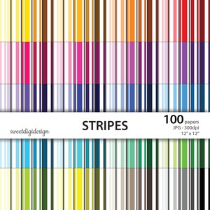 Striped digital papers pack, seamless stripes paper, color striped scrapbook paper, colors background, line background, rainbow lines
