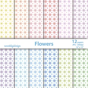 パステルカラーの花のミックス背景、花柄デジタルペーパー