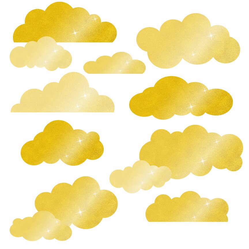 Gold Clouds Clipart Chic Gold Clouds Gold Clipart Gold Foil | Etsy