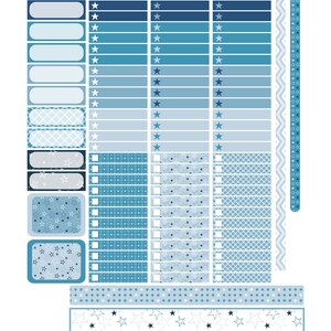 Blue Happy planner printable stickers, printable functional stickers, classic Mambi planner, weekly kits, Instant Download