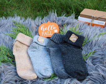 Meias fofinhas mais quentes de inverno para mulheres - meias de alpaca em um conjunto de 4, meias de lã, ideia de presente perfeita para ela