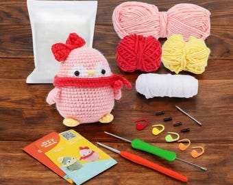 DIY Crochet Kit Penguin – Amigurumi Crochet-Set with Video Tutorial, Soft Toy DIY for Beginners, Plush Yarn, penguin amigurumi crochet