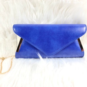 Vintage-like Blue and Gold BMC Fashion Handbag Purse with gold chain Bag