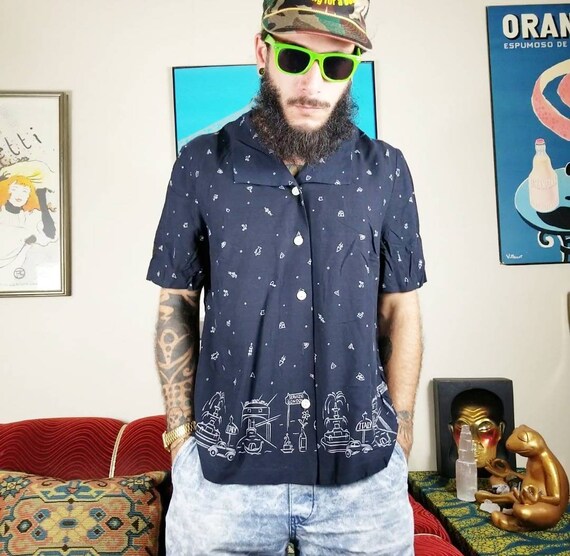 Vintage Halmode Plus Polo Shirt, Little Italy Blue