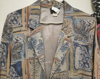 Vintage 90er Jahre Muster Print Business Casual Jacke