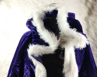 Charming Festival Fun Unisex One Size purple Fringe Hooded Poncho Shawl Toggle Cosplay Halloween Costume