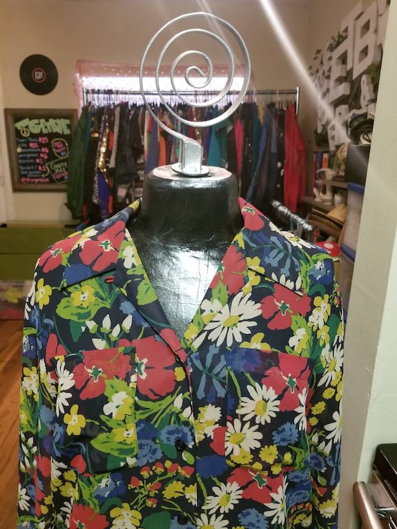 Vintage Lizsport Transparent Floral 70s Vibe Shirt