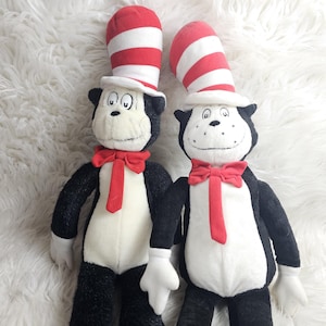 2 Vintage Dr. Seuss The Cat In The Hat Plush Toy 1998 And ?