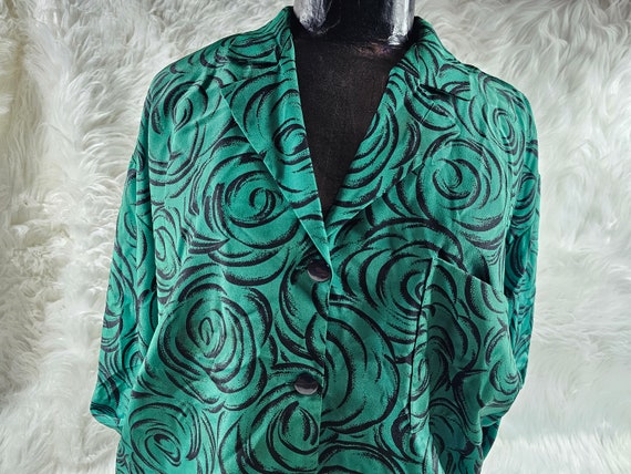 Vintage Liz Roberts Buttoned Greenish Blueish Iri… - image 1