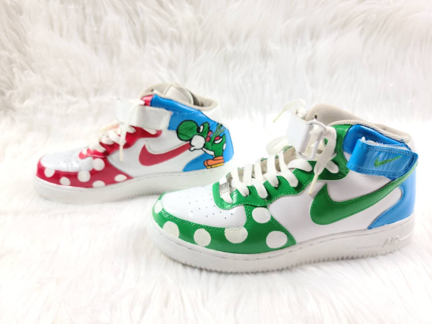 verdiepen kaas Ambacht Custom Nike Air Force 1 Mid '07 Super Nintendo Yoshi Shoes - Etsy