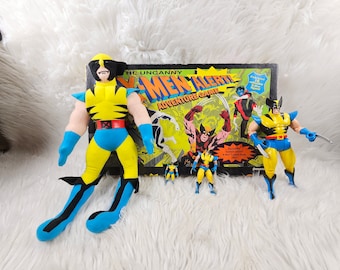 Vintage Xmen lot of 5 Wolverine action figurines - board game - plush - Diecast