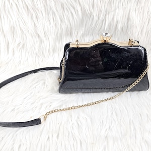Super Cool Vintage Black Gold Elegant Purse Handbag Inner Pocket Fully Lined