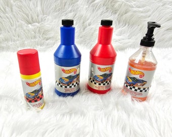 Vintage Lot Of 4 Hot Wheels Extreme Racer Shampoo And Bubble Bath In Oil Bottle