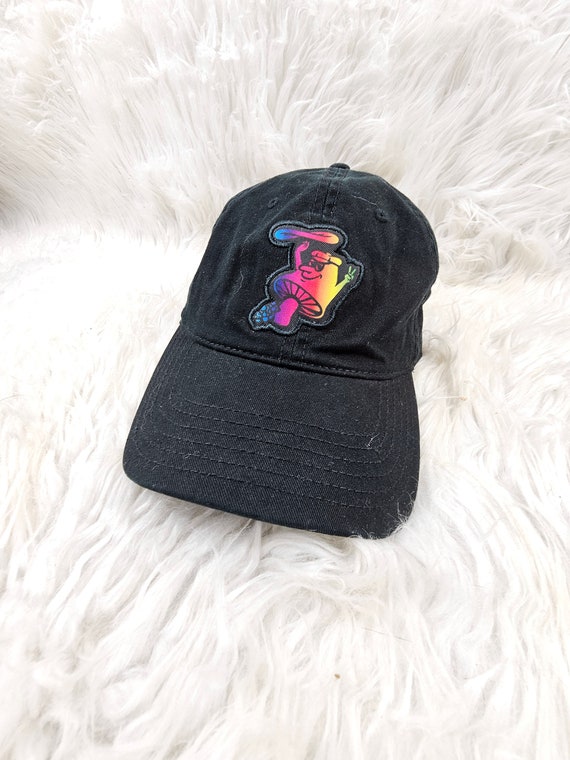 Super Mushy Mellow Mushroom Hat - Black and Rainbow -… - Gem
