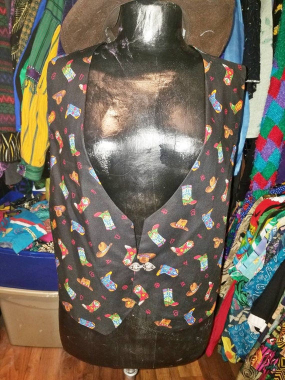 Old Western Cowboy Vest, Black Western Vest, Cowbo