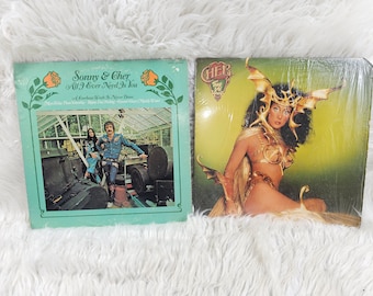 2 records - 1972 MCA Records Sonny and Cher Vintage Vinyl Record - All I Ever Needed Is You + Cher Take me Home