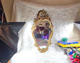 Antique VTG Large FLORENTINE Victorian Style MIRROR Rococo Gold Wall Mirror