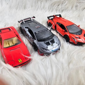 3 -Blancpain Lamborghini Huracan LP 620-2 Super Trofeo Diecast 1/38 Kinsmart and Lamborghini Veneno 1/36 Red Spoiler - red Ferrari Testarosa
