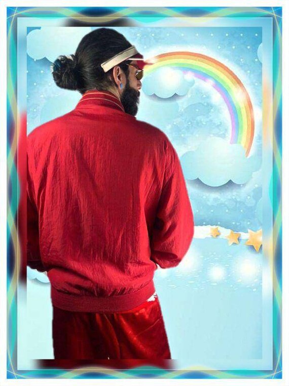 Vintage Red Sports Track Athletics Windbreaker, Zi